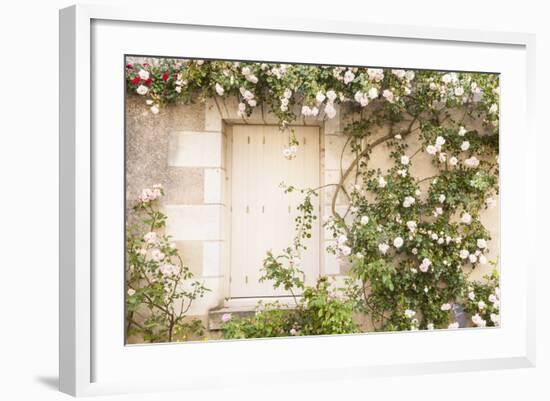 Roses Cover a House in the Village of Chedigny, Indre-Et-Loire, Centre, France, Europe-Julian Elliott-Framed Photographic Print