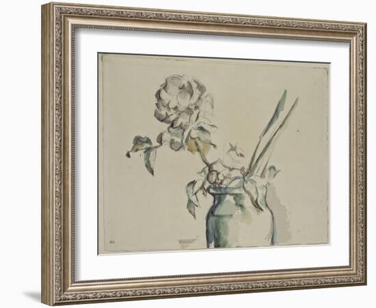 Roses dans un vase vert-Paul Cézanne-Framed Giclee Print