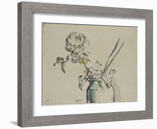 Roses dans un vase vert-Paul Cézanne-Framed Giclee Print
