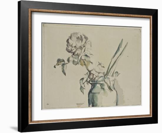 Roses dans un vase vert-Paul Cézanne-Framed Giclee Print