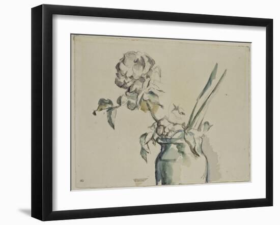 Roses dans un vase vert-Paul Cézanne-Framed Giclee Print