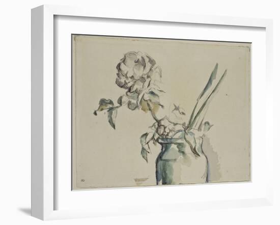 Roses dans un vase vert-Paul Cézanne-Framed Giclee Print