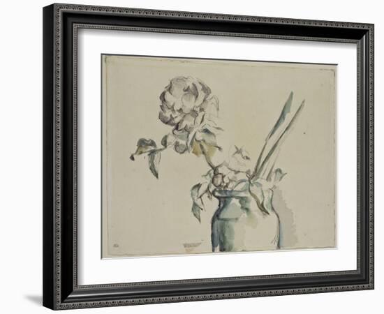 Roses dans un vase vert-Paul Cézanne-Framed Giclee Print