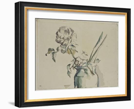 Roses dans un vase vert-Paul Cézanne-Framed Giclee Print