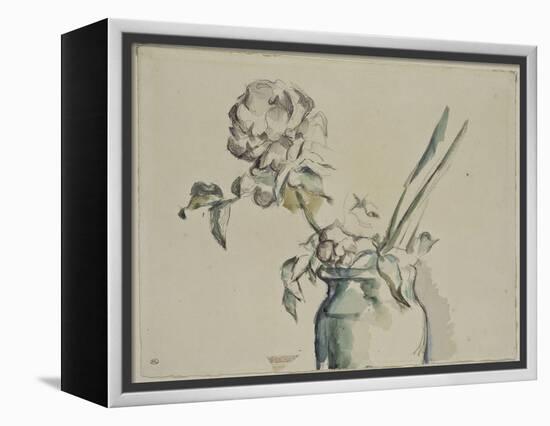 Roses dans un vase vert-Paul Cézanne-Framed Premier Image Canvas