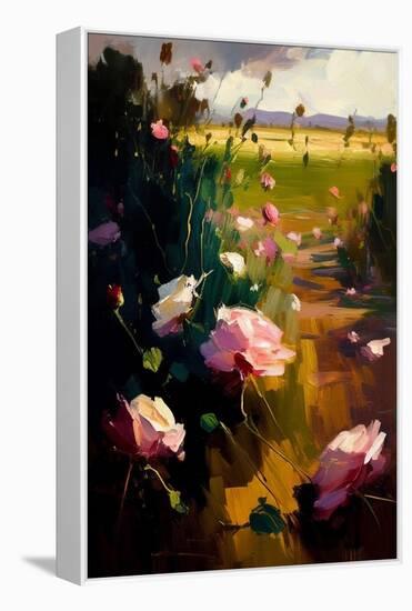 Roses Field-Vivienne Dupont-Framed Stretched Canvas