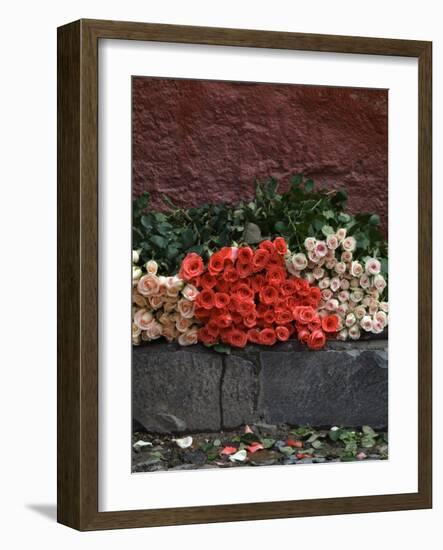 Roses for Sale on Street, San Miguel De Allende, Mexico-Nancy Rotenberg-Framed Photographic Print