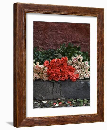 Roses for Sale on Street, San Miguel De Allende, Mexico-Nancy Rotenberg-Framed Photographic Print