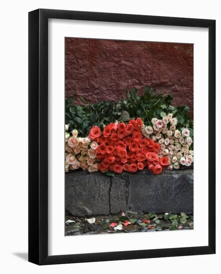 Roses for Sale on Street, San Miguel De Allende, Mexico-Nancy Rotenberg-Framed Photographic Print