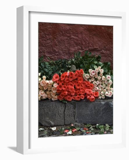 Roses for Sale on Street, San Miguel De Allende, Mexico-Nancy Rotenberg-Framed Photographic Print