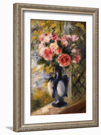 Roses in a Blue Vase, 1892-Pierre-Auguste Renoir-Framed Giclee Print