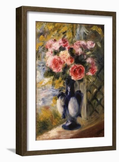 Roses in a Blue Vase, 1892-Pierre-Auguste Renoir-Framed Giclee Print