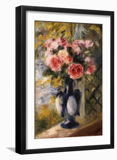 Roses in a Blue Vase, 1892-Pierre-Auguste Renoir-Framed Giclee Print