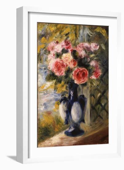 Roses in a Blue Vase, 1892-Pierre-Auguste Renoir-Framed Giclee Print