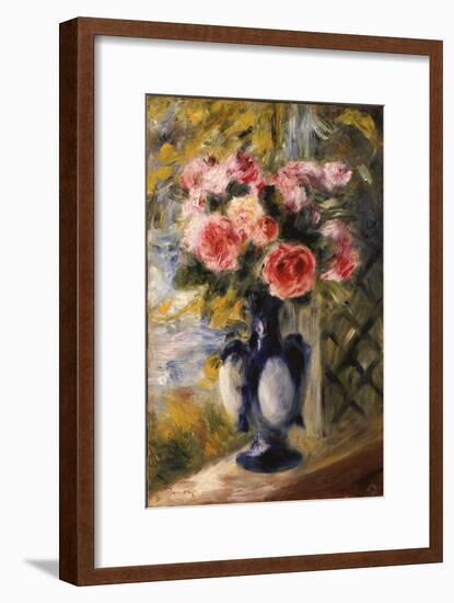 Roses in a Blue Vase, 1892-Pierre-Auguste Renoir-Framed Giclee Print