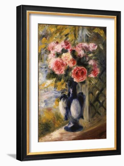 Roses in a Blue Vase, 1892-Pierre-Auguste Renoir-Framed Giclee Print