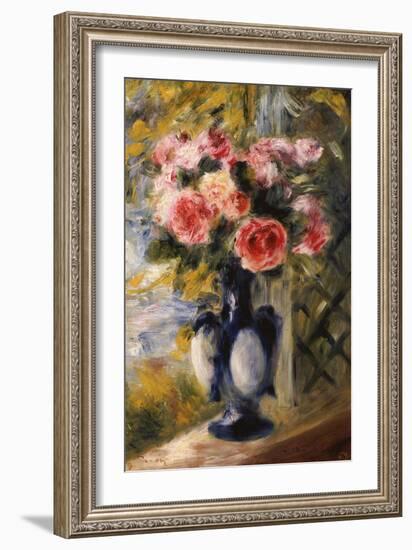 Roses in a Blue Vase, 1892-Pierre-Auguste Renoir-Framed Giclee Print