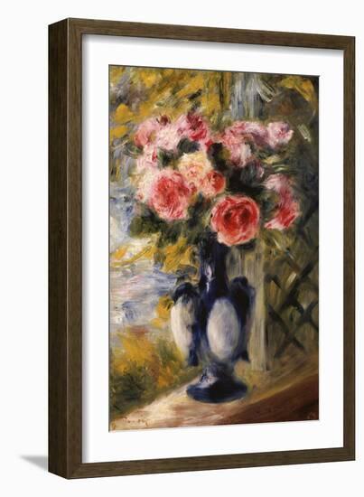 Roses in a Blue Vase, 1892-Pierre-Auguste Renoir-Framed Giclee Print