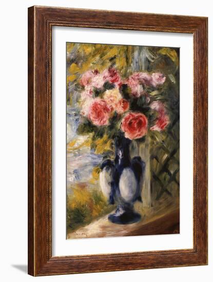 Roses in a Blue Vase, 1892-Pierre-Auguste Renoir-Framed Giclee Print