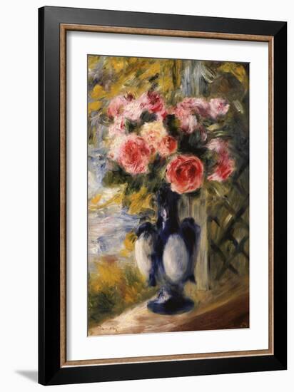 Roses in a Blue Vase, 1892-Pierre-Auguste Renoir-Framed Giclee Print