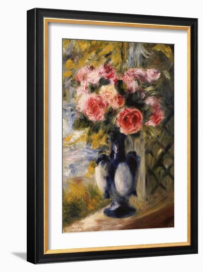 Roses in a Blue Vase, 1892-Pierre-Auguste Renoir-Framed Giclee Print