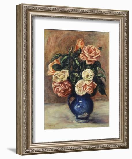 Roses in a Blue Vase, C.1900-Pierre-Auguste Renoir-Framed Giclee Print
