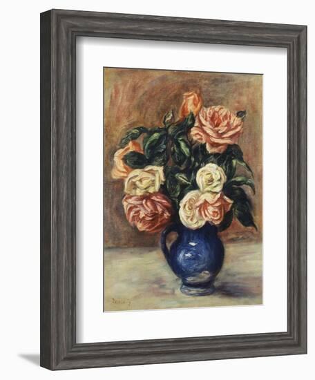 Roses in a Blue Vase, C.1900-Pierre-Auguste Renoir-Framed Giclee Print