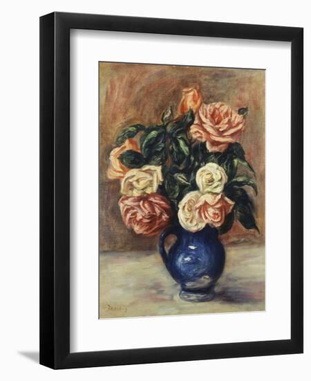 Roses in a Blue Vase, C.1900-Pierre-Auguste Renoir-Framed Giclee Print