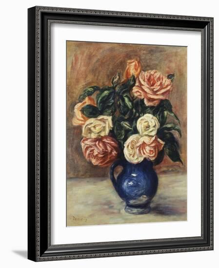 Roses in a Blue Vase, C.1900-Pierre-Auguste Renoir-Framed Giclee Print