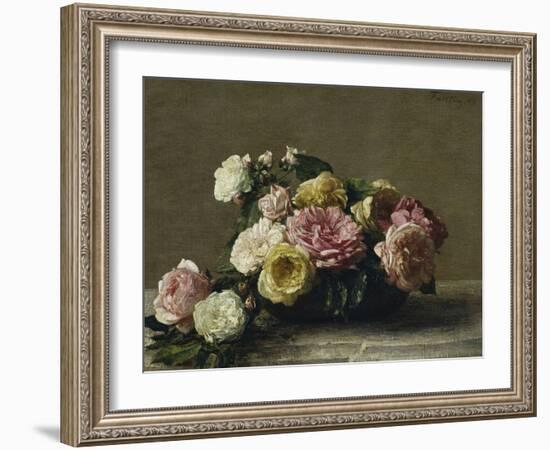 Roses in a Bowl, c.1882-Henri Fantin-Latour-Framed Premium Giclee Print