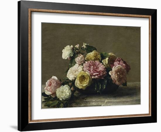 Roses in a Bowl, c.1882-Henri Fantin-Latour-Framed Premium Giclee Print