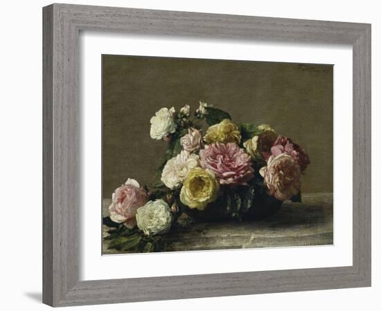 Roses in a Bowl, c.1882-Henri Fantin-Latour-Framed Giclee Print