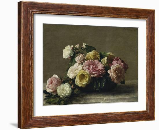 Roses in a Bowl, c.1882-Henri Fantin-Latour-Framed Giclee Print