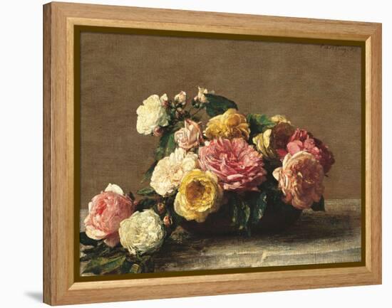 Roses in a Bowl-Henri Fantin-Latour-Framed Premier Image Canvas