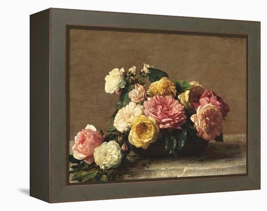 Roses in a Bowl-Henri Fantin-Latour-Framed Premier Image Canvas