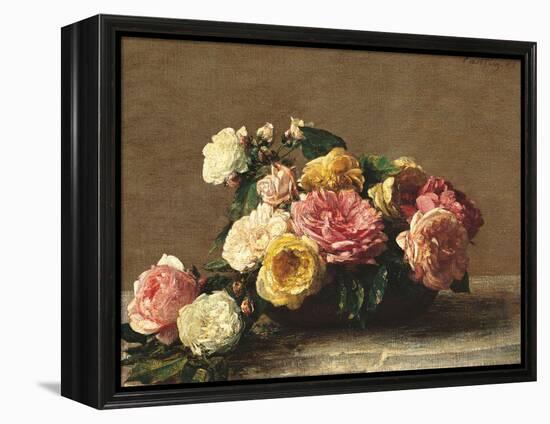 Roses in a Bowl-Henri Fantin-Latour-Framed Premier Image Canvas