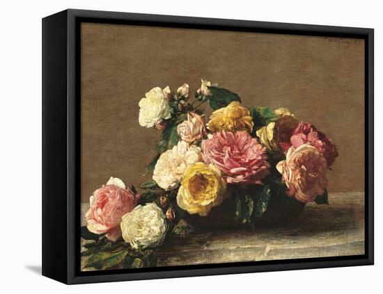 Roses in a Bowl-Henri Fantin-Latour-Framed Premier Image Canvas