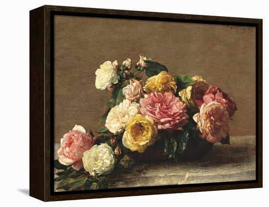 Roses in a Bowl-Henri Fantin-Latour-Framed Premier Image Canvas