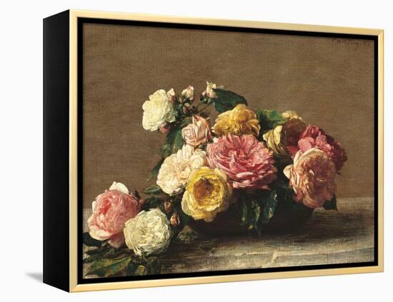 Roses in a Bowl-Henri Fantin-Latour-Framed Premier Image Canvas