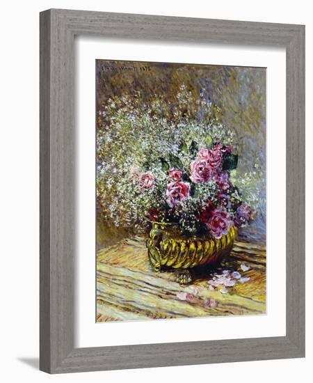 Roses in a Copper Vase, 1878-Claude Monet-Framed Giclee Print