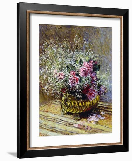 Roses in a Copper Vase, 1878-Claude Monet-Framed Giclee Print