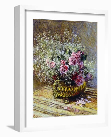 Roses in a Copper Vase, 1878-Claude Monet-Framed Giclee Print