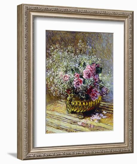 Roses in a Copper Vase, 1878-Claude Monet-Framed Giclee Print