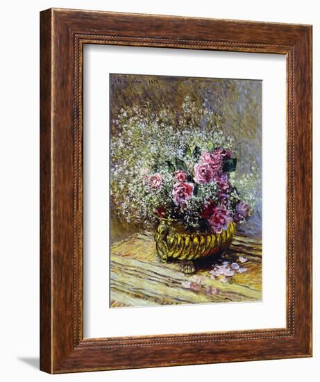 Roses in a Copper Vase, 1878-Claude Monet-Framed Giclee Print