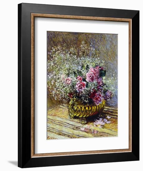 Roses in a Copper Vase, 1878-Claude Monet-Framed Giclee Print