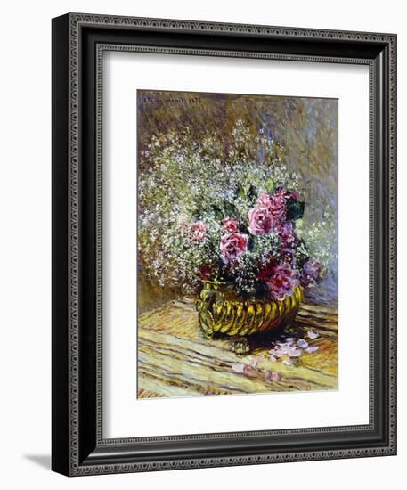 Roses in a Copper Vase, 1878-Claude Monet-Framed Giclee Print