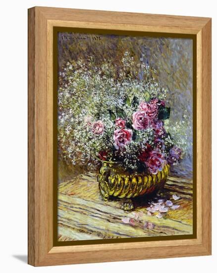 Roses in a Copper Vase, 1878-Claude Monet-Framed Premier Image Canvas