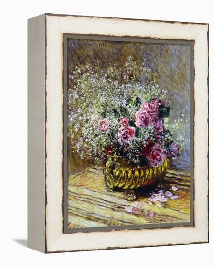 Roses in a Copper Vase, 1878-Claude Monet-Framed Premier Image Canvas