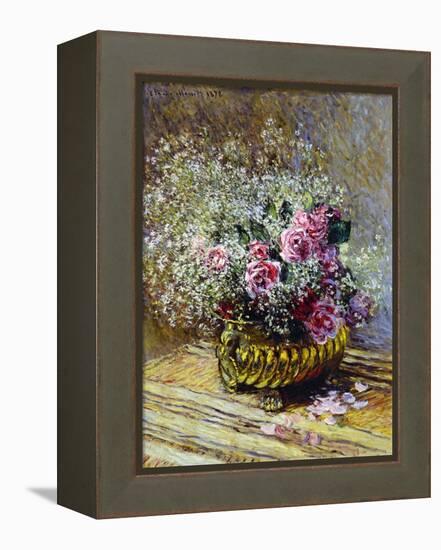 Roses in a Copper Vase, 1878-Claude Monet-Framed Premier Image Canvas