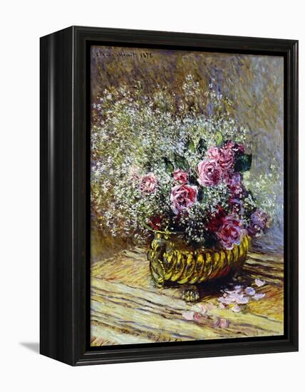 Roses in a Copper Vase, 1878-Claude Monet-Framed Premier Image Canvas